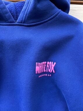 blue and pink white fox hoodie